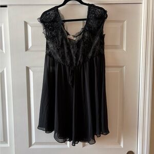 Oscar de la Renta Black Lace Chemise Slip Babydoll Lingerie Sleep Pajamas
